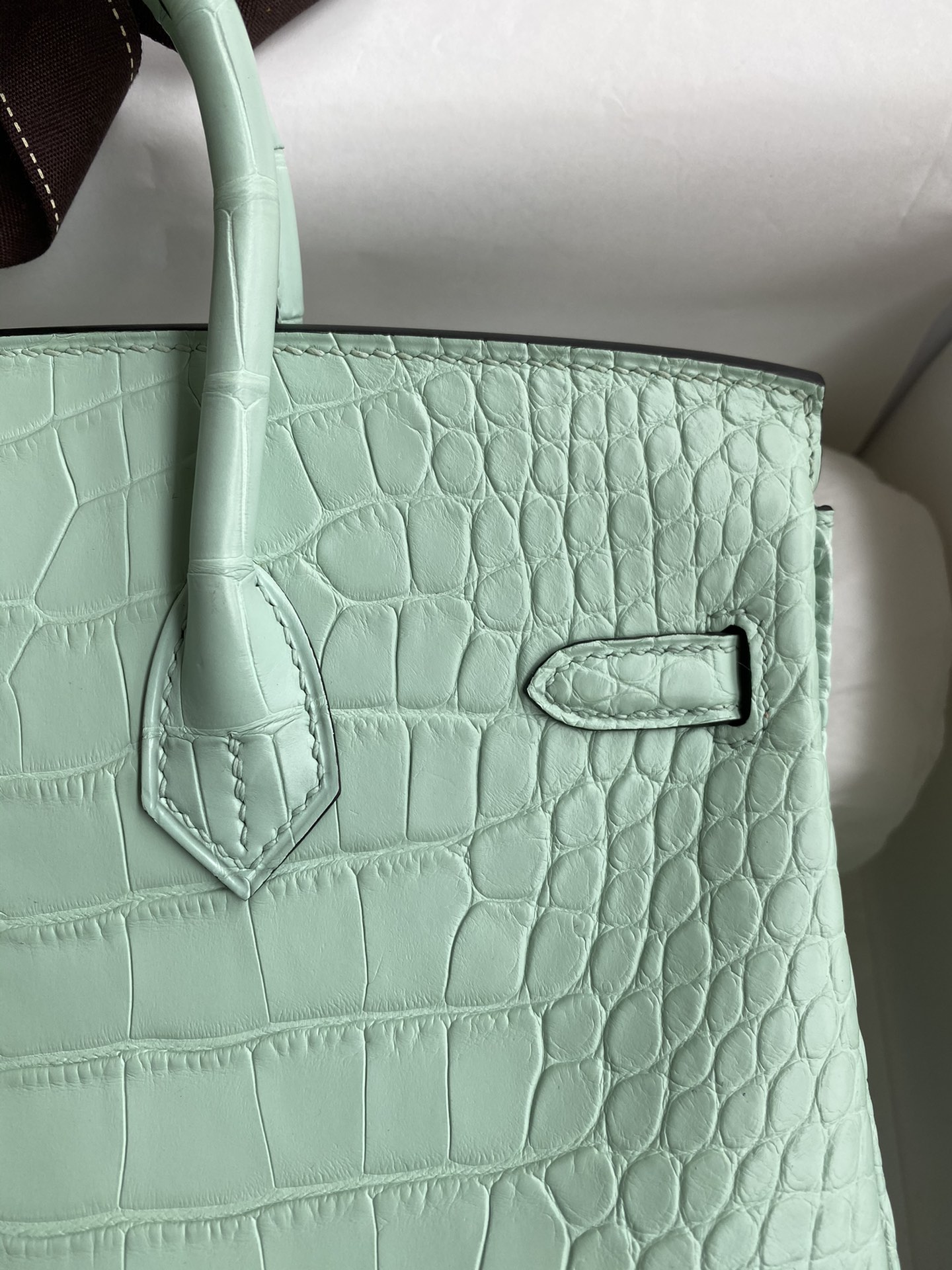 Hermes Birkin 25CM Handmade Bag In Vert D'eau Matte Alligator Leather